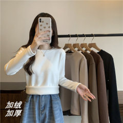 Large size velvet thickened round neck bottoming shirt