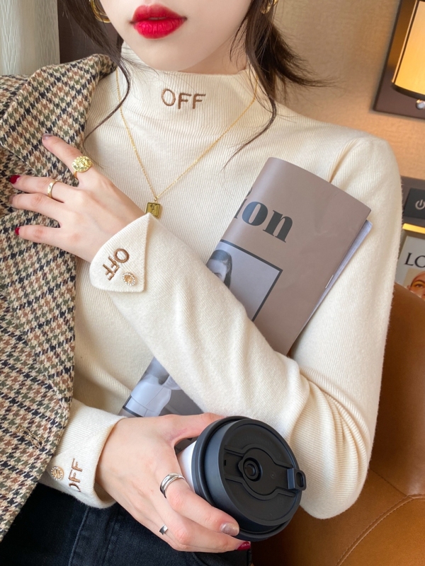 Knitted bottoming shirt for women, half turtleneck, autumn and winter inner wear, loose outer sweater, new trendy style top