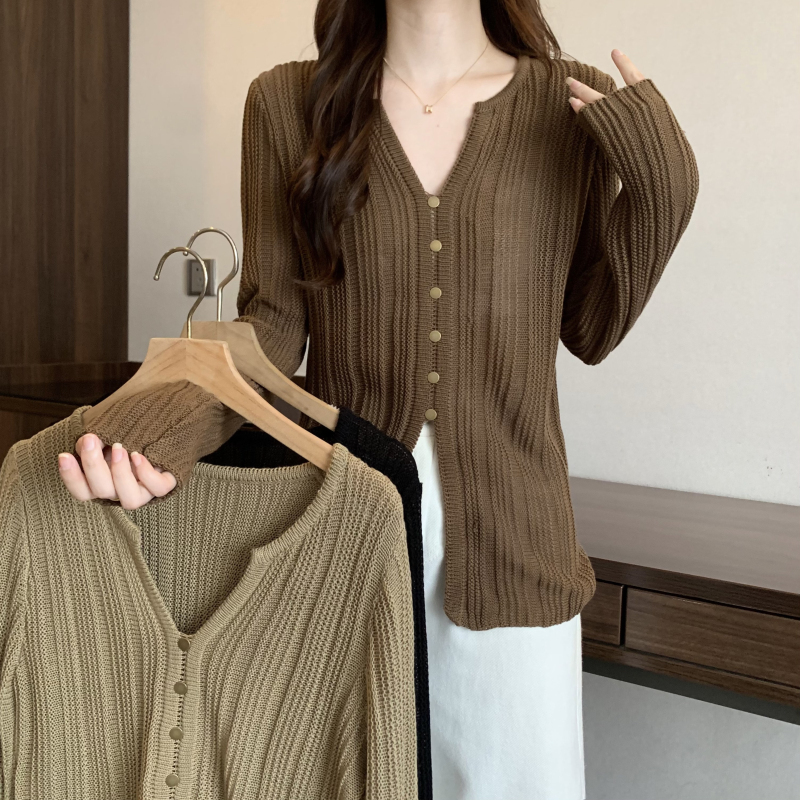 Plus size women's autumn new fat MM Korean version temperament versatile slimming single-breasted bottoming shirt top