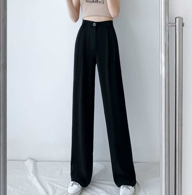 Wide-leg pants for women, high waist, new drapey suit, floor-length trousers, loose straight casual floor-length trousers