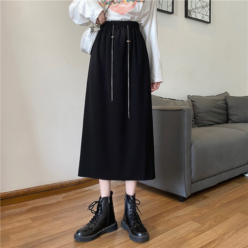 Plus size fat mm loose Korean style simple and stylish A-line mid-length skirt