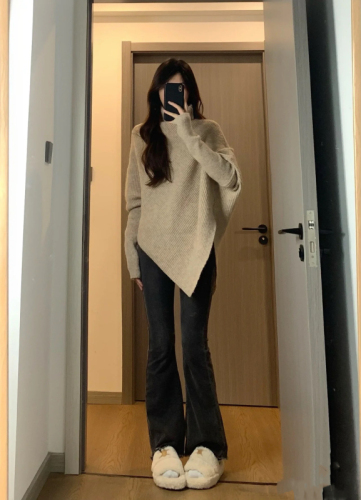 turtleneck irregular sweater