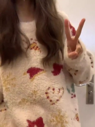 Thick version!  Lazy style cute jacquard mink velvet pullover sweater for women autumn and winter loose mid-length sweater trendy