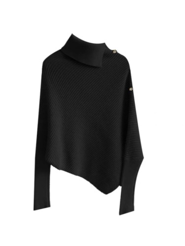 Irregular turtleneck sweater, versatile outer sweater