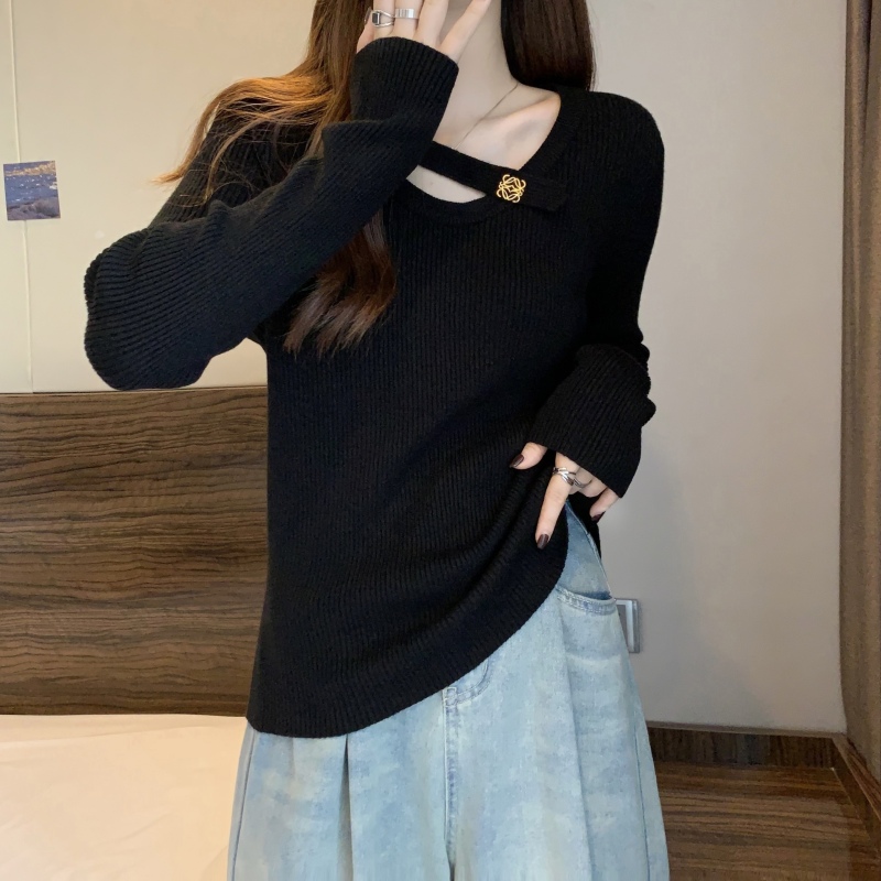 Korean style fat girl plus size women's winter base fashion slimming versatile woolen sweater