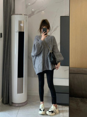 Sweater coat women's spring and autumn new Korean version loose lazy style versatile thickened knitted cardigan top