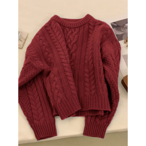 New Year's Red Sweater Women's Autumn and Winter New Thick Lazy Design Tops Year of the Rabbit and Animal Year Clothes