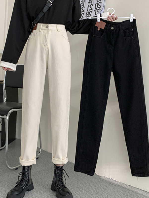Large size high-waisted carrot pants for fat girls with mm crotch and thighs, thick jeans, pear-shaped figure, trendy street pants