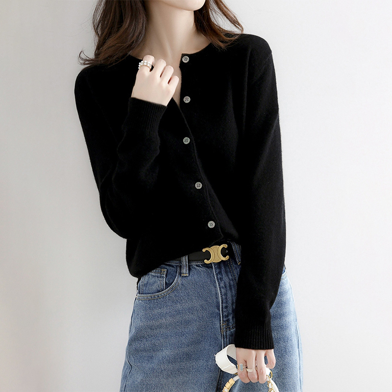 Early autumn new women's style long-sleeved slim knitted cardigan thin outer top sweater jacket