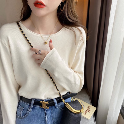 Round neck bottoming shirt for women in autumn and winter, new high-quality inner sweater, slim fit, long-sleeved knitted top