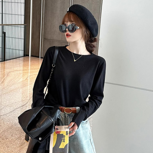 Round neck bottoming shirt for women in autumn and winter, new high-quality inner sweater, slim fit, long-sleeved knitted top