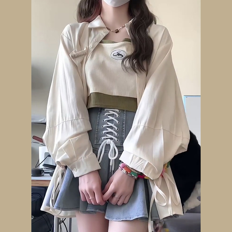 French sun protection long-sleeved shirt jacket women's new shirt temperament small shirt top design niche