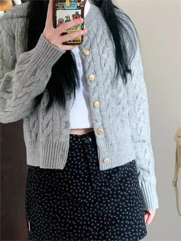 Cable design sweater versatile twist sweater jacket