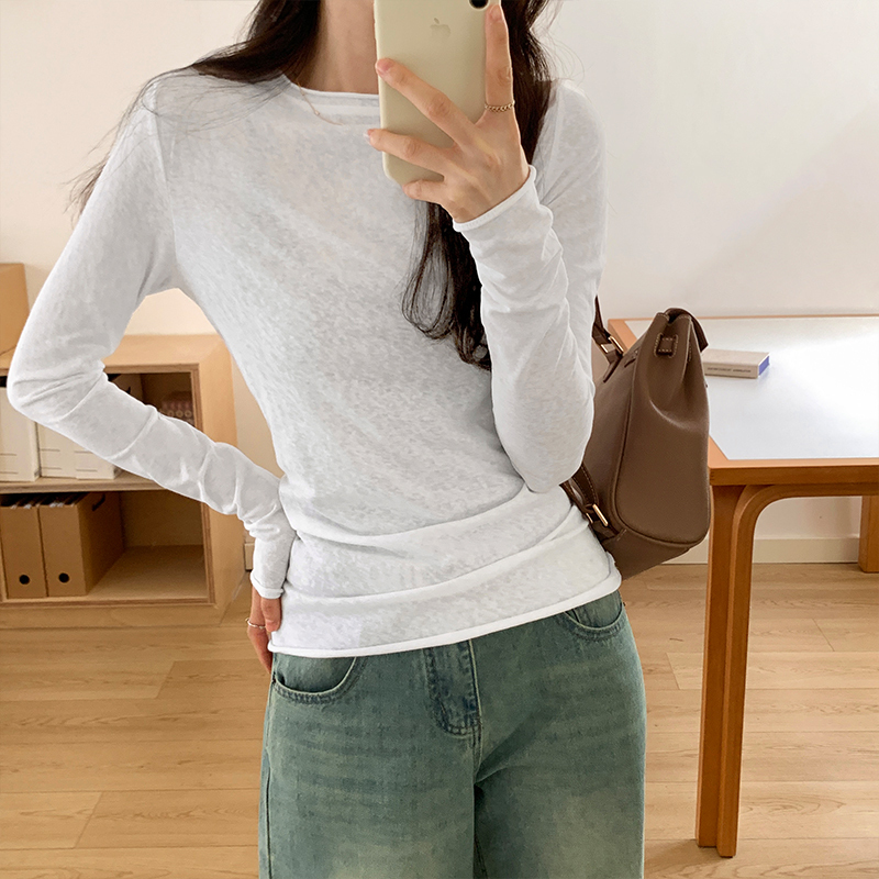 Thin pure lust hottie long-sleeved T-shirt women's early autumn new versatile bottoming shirt slim fit top