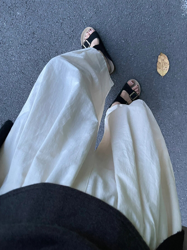 White casual pants for women, thin, fat girl, mm, pear-shaped figure, loose, slim, wide-legged, nine-point Yamamoto balloon pants