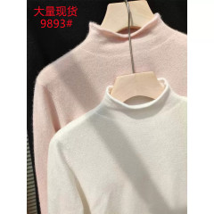 Half turtleneck pullover knitted bottoming shirt for women in autumn and winter new high-end slim fit top with soft waxy sweater