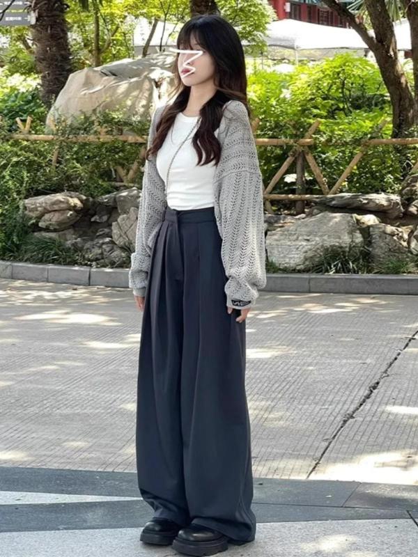 Gray Short Hollow Knitted Cardigan Women's Thin Spring and Autumn Clothes New Hot Style Top with Sun Protection Cover Up