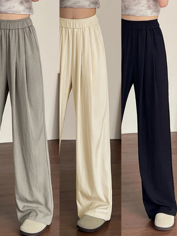 Yamamoto pants women's thin style fat sister mm pear-shaped figure high waist slim drape ice silk casual wide leg trousers