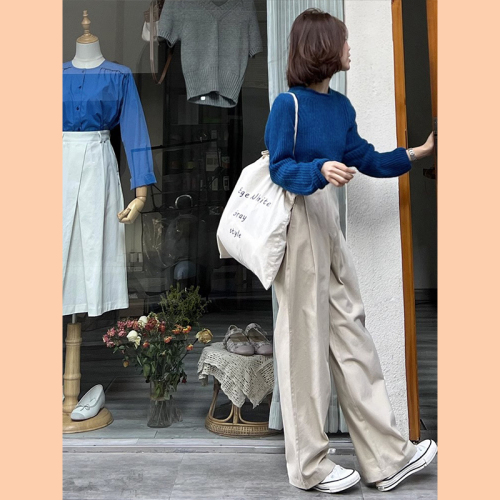 American casual Yamamoto wide-leg pants for women, new hot style, autumn, small, high-waisted, long pants, loose for women