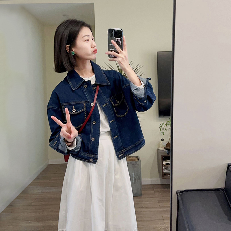 New women's high-end small dress business suit denim jacket dress two-piece set