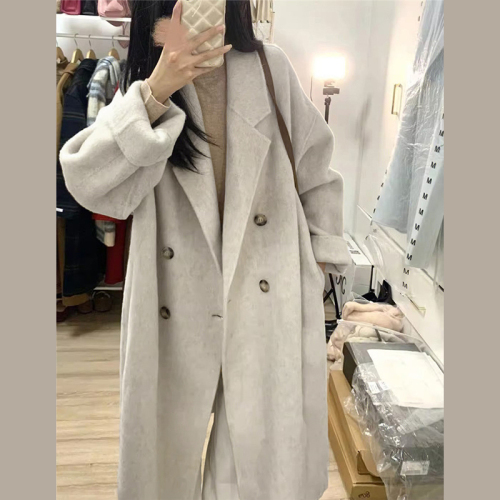 High-end Korean-style gentle-style woolen coat for women in autumn and winter thickened small windbreaker mid-length woolen coat