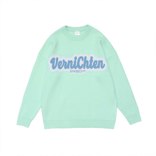 WEYWOT soft milk blue early autumn new sweater Japanese simple niche loose lazy style couple sweater jacket