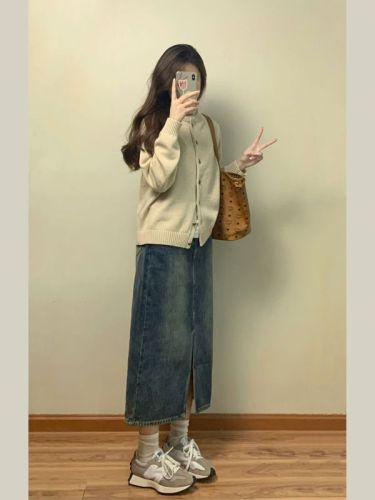 Gentle Korean cardigan women's new slim outer sweater sweater soft waxy autumn and winter inner top jacket