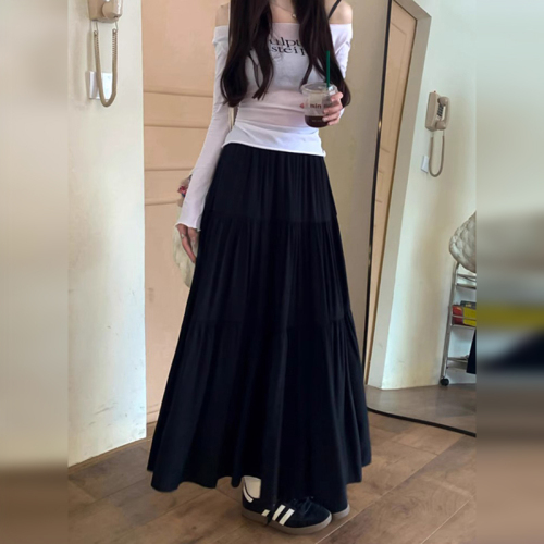 Pink skirt for women 2024 new white skirt small A-line skirt pear-shaped figure long skirt