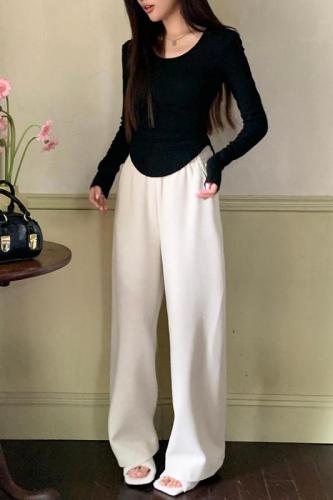 Real shot of 2024 autumn and winter new banana sweatpants high-waist drape casual pants sports straight wide-leg pants women's trendy pants