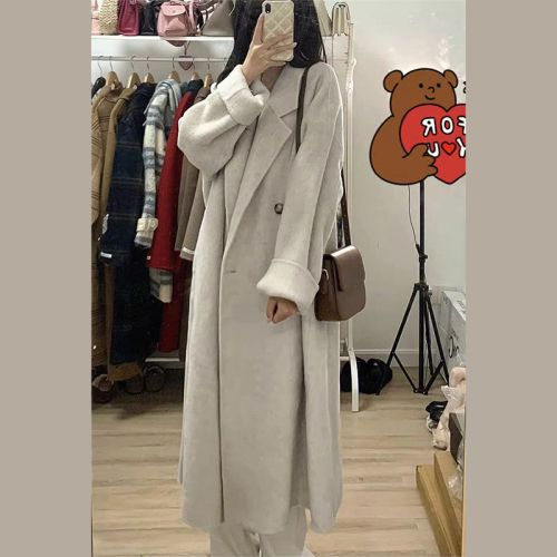 High-end Korean-style gentle-style woolen coat for women in autumn and winter thickened small windbreaker mid-length woolen coat