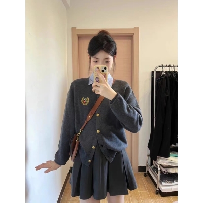 Korean version of sweet college style embroidered knitted cardigan sweater for women spring and autumn thin versatile casual sweater jacket