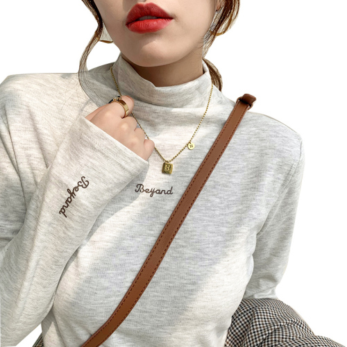 German velvet bottoming shirt women's autumn and winter style long-sleeved new half turtleneck plus velvet thickened T-shirt top