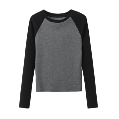 Zhao Lusi star's same style American slimming long-sleeved T-shirt women's tops bottoming shirt spring and autumn new trend