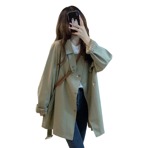 Khaki trench coat women's autumn and winter new British style small workwear mid-length high-end coat