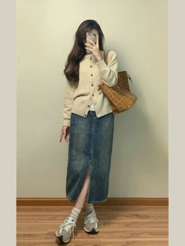 Gentle Korean cardigan women's new slim outer sweater sweater soft waxy autumn and winter inner top jacket