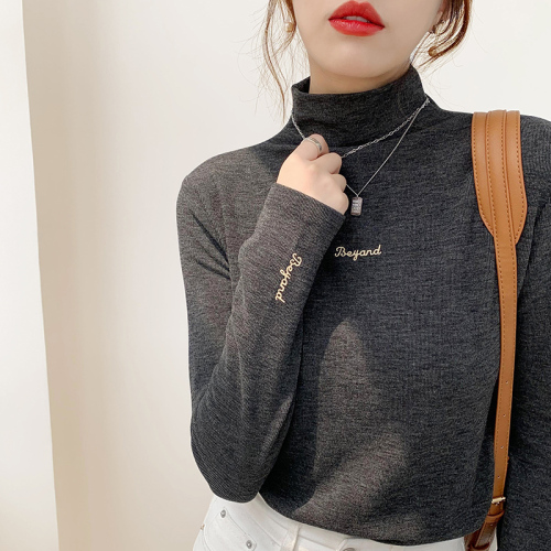 German velvet bottoming shirt women's autumn and winter style long-sleeved new half turtleneck plus velvet thickened T-shirt top