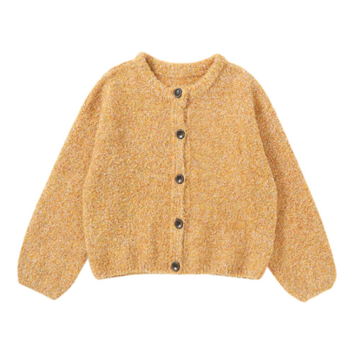 Japanese lazy style retro orange sweater knitted cardigan autumn and winter new small short jacket