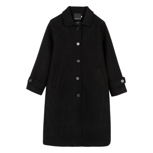 Korean woolen coat for women winter thickened mid-length new Hepburn style black woolen coat for small people