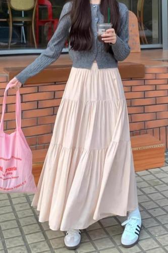 Pink skirt for women 2024 new white skirt small A-line skirt pear-shaped figure long skirt