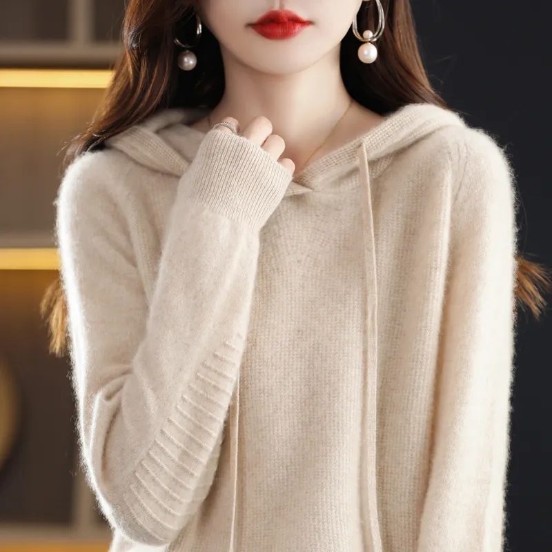 Wool hooded sweater for women in autumn and winter new loose large size sweatshirt jacket Korean style solid color lazy thickened hoodie
