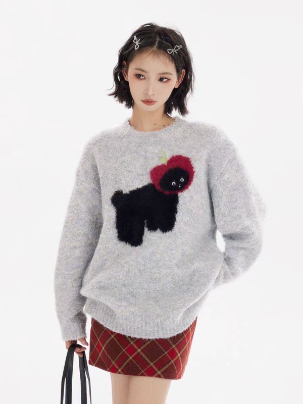 Christmas Apple Dog Red Apple Puppy Imitation Mink Jacquard Wool Noble Circle Yarn Sweater