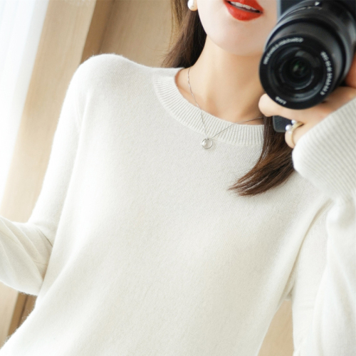 New spring and autumn round neck sweater for women, loose pullover with long sleeve knitted bottoming shirt