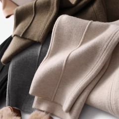 Counter shopping mall international big-name cut-off single-tail single women's high-waist slightly tapered thickened knitted nine-point carrot pants