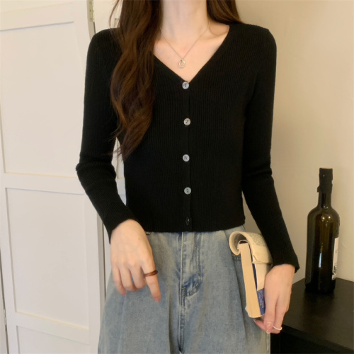 New V-neck short knitted cardigan top for women