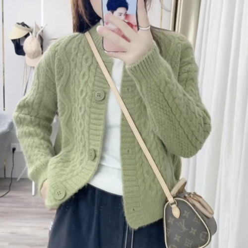 Twist sweater jacket for women in early spring and autumn, new hot style women's clothing for age reduction, beautiful dress, knitted cardigan