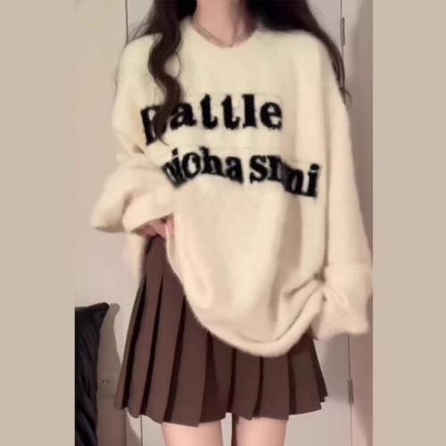 Fufu soft and glutinous lazy style sweater for women autumn and winter new popular style inner base sweater super nice