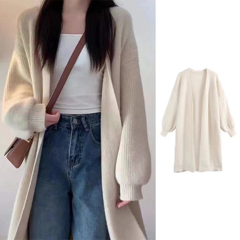Gentle, lazy, soft and waxy sweater, mid-length cardigan, women's autumn and winter new style, age-reducing retro jacket