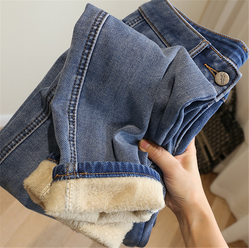 Original quality velvet autumn and winter velvet washed straight jeans for women, all-match