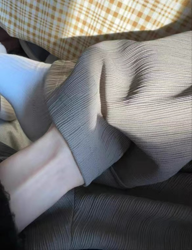 1322 high-density bark wrinkled casual suit pants for women in spring and autumn, loose and versatile straight-leg floor-length wide-leg pants