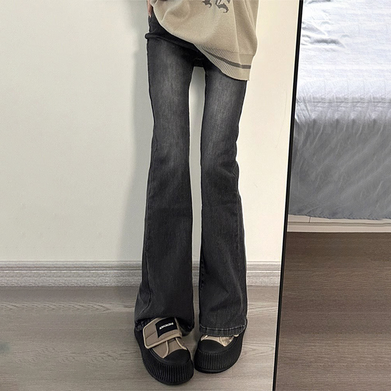 American retro micro-flared jeans for women in autumn and winter, new popular wide-leg straight-leg slimming high-waisted trousers
